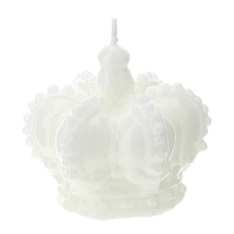 HERVIT Crown candle small decorative candle white lacquered Ø9x8 cm