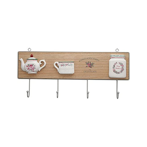 GREENGATE CHARLINE wooden shelf with kitchen hanger hooks 46x20,5 cm
