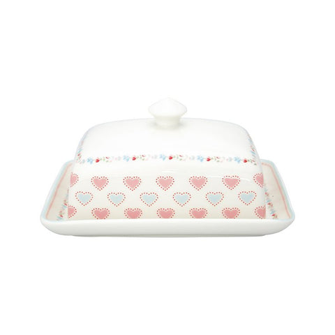 GREENGATE Porcelain butter dish SONIA WHITE with lid 16x12cm STWBUTSSOI0104