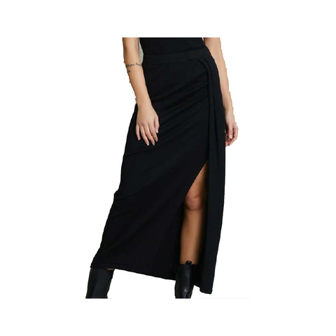 VICOLO TRIVELLI Long skirt in soft knit skirt with black elastic slit
