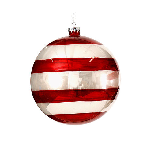 Boule de Noël VETUR pour décorer votre sapin blanc et rouge 10 cm 91326