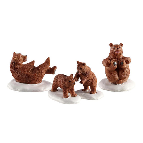 LEMAX Set 4 pezzi famiglia di orsi "Bear Family" in resina per il tuo villaggio di natale H4 cm