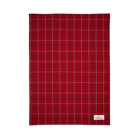 GREENGATE Tea towel LYLA red checkered cotton 50x70 cm