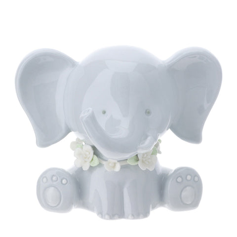 Hervit Figurine bébé éléphant en porcelaine bleu clair, idée cadeau de mariage 9 cm