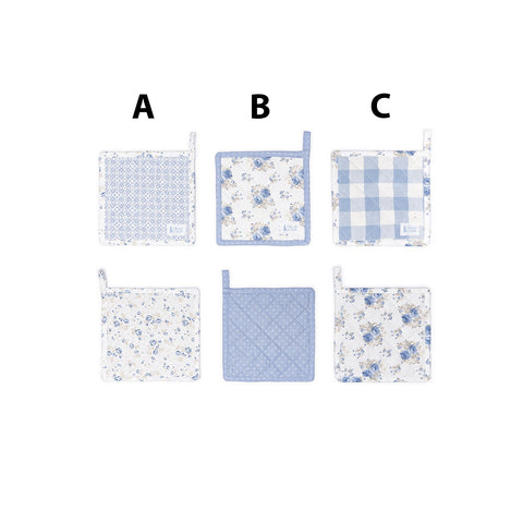 FABRIC CLOUDS CAMILLE light blue square oven pot holder 3 variants 20x20 cm