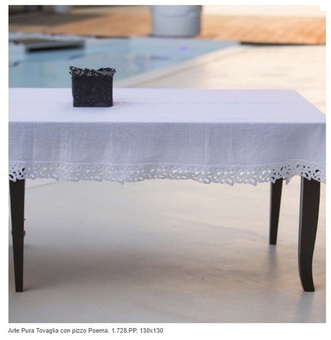PURE ART TABLECLOTH WITH LACE POEM 130*130CM-AP1.728.PP.PEONIAOLD
