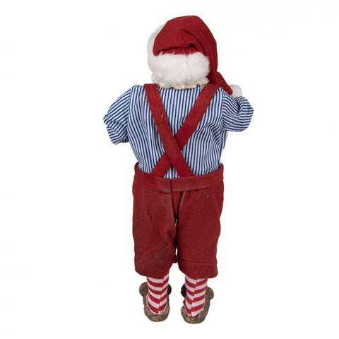 Clayre &amp; Eef Santa Claus in dungarees with cup and newspaper 16x8xh28cm
