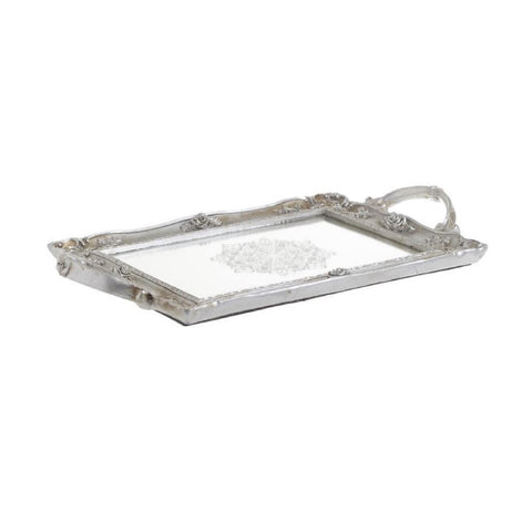 In Art Shabby antique polyresin tray with mirror 35x22x4 cm