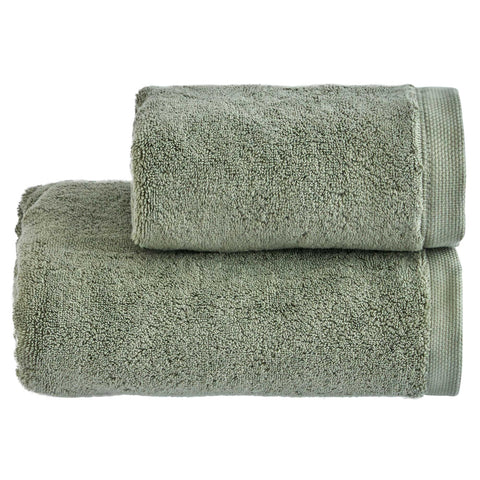 BIANCO PERLA Coppia di asciugamani da bagno verde salvia PERLA in spugna 60x110 cm 40x60 cm