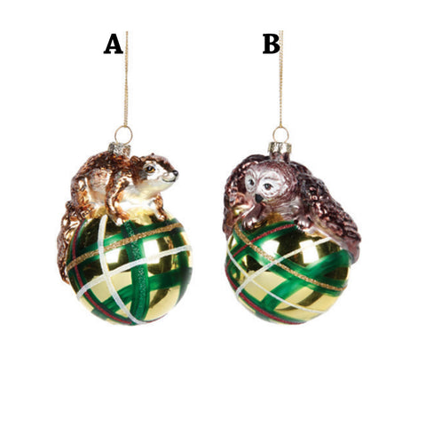 GOODWILL Décoration pour sapin Sphère Boule de Noël en verre soufflé vert et or 9 cm