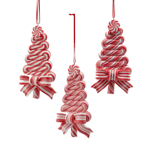 EDG Decorazione natalizia pino candy bell in pasta 3 varianti rosso e bianco H 13 cm