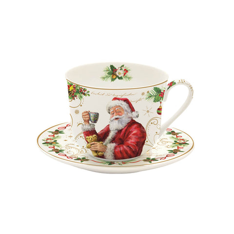 EASY LIFE Porcelain breakfast cup with Christmas plate "MAGIC CHRISTMAS" 400 ml