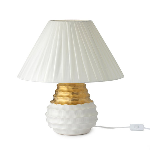 HERVIT Lamp in white and gold porcelain stoneware 17,5xH38 cm 27991