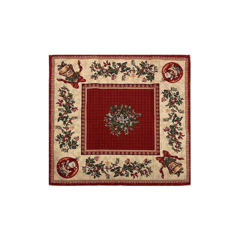 RIZZI Christmas lurex square centerpiece NOEL beige red polyester 90x90 cm