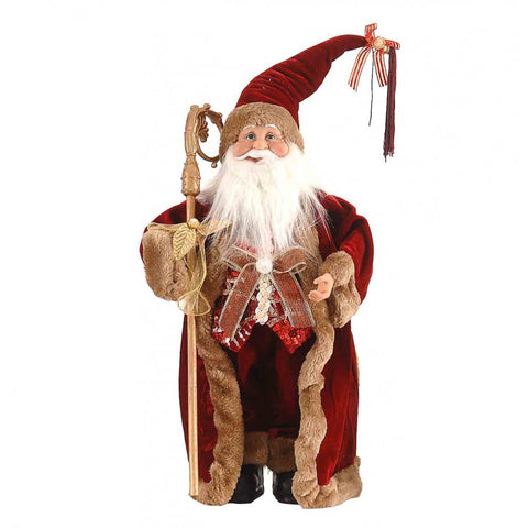 VETUR Christmas Decoration Statuette Santa Claus in burgundy velvet dress 45cm