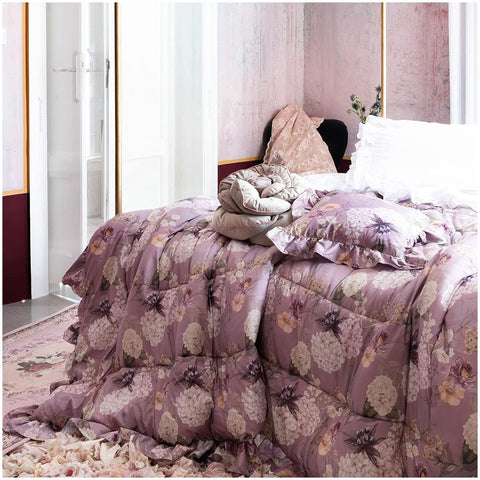 L'Atelier 17 Single quilt with hydrangeas and Shabby flounce "Grace" 180x260cm