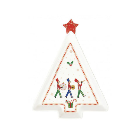 EASY LIFE Piatto a forma di albero di Natale in porcellana "POLAR EXPRESS" 21x16 cm