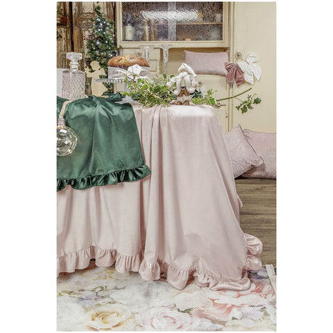 L'Atelier 17 Velvet tablecloth with Shabby flounce "A Corte" 150x270 cm 3 variants (1pc)