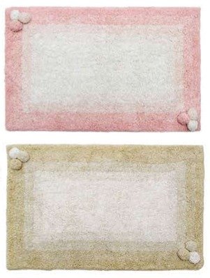 L'ATELIER 17 Tappeto rettangolare per bagno, tappetino in cotone con pompons, Shabby Chic "Rainbow" 60x100 cm 3 varianti