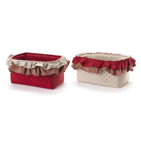 FABRIC CLOUDS Bread basket with double cotton flounce 2 variants 24x14 cm