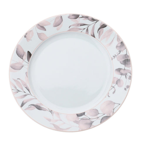HERVIT Set de deux assiettes plates blanc/rose fleuri en porcelaine Botanic Ø27 ​​cm